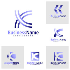 Fototapeta premium Set of Letter K logo design vector. Creative Initial K logo concepts template