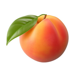 Peach fruit isolated on transparent background, png