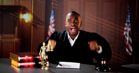 Angry Judge Talking In Courtroom