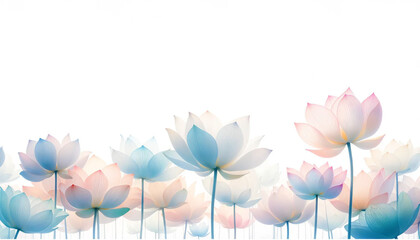蓮の花の背景素材　Lotus flowers on white background