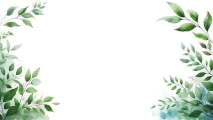 green leaves border with copy space