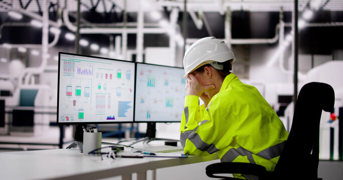 Unhappy Engineer Operator Using SCADA System