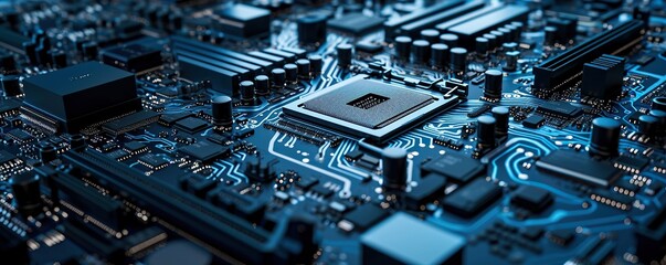 abstract microcomputer computer motherboard dark blue color
