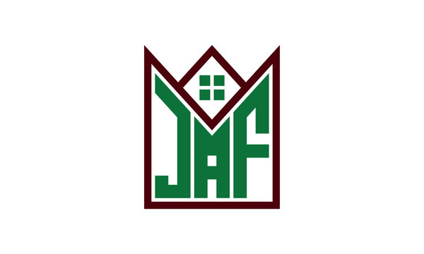 JAF initial letter real estate builders logo design vector. construction ,housing, home marker, property, building, apartment, flat, compartment, business, corporate, house rent, rental, commercial