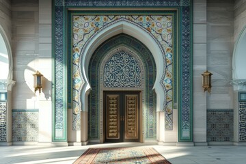 Obraz premium Beautiful mosque interior. The mosque is decorated with Islamic patterns.
