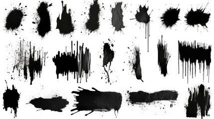 Collection of black paintbrush. Spray Paint Elements brush