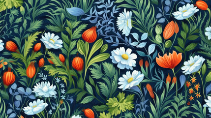 Fototapeta premium Patterns from stylized plants, herbs, and flowers