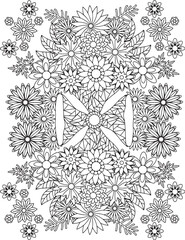 abstract floral background adult coloring page geometric garden mandala flower zentangle stress free pattern intricate illustration