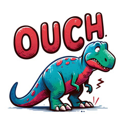 Fototapeta premium T Rex funny cartoon design in a vibrant vector illustration style, incorporating elements like dinosaurs