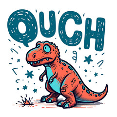 T Rex funny cartoon design in a vibrant vector illustration style, incorporating elements like dinosaurs