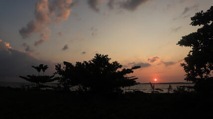 Beautiful sunset on the beach with amazing views and beautiful sky