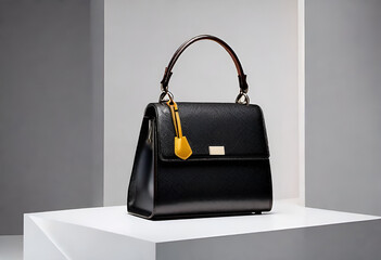 luxury lady handbag in leather on minimal background