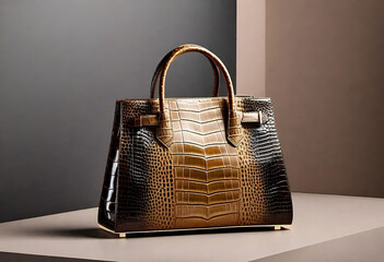 luxury lady handbag in leather on minimal background