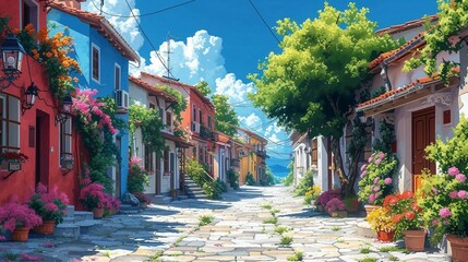 Obraz premium Vibrant Summer Lane