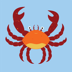 Red crab, light blue background, cartoon style
