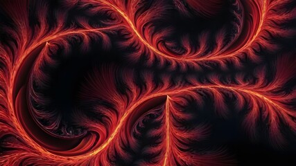 Abstract 3D Rendering, Luminous Red Tendrils in 3D, Red Tendrils Intertwined in 3D Render, 3D Rendering of Abstract Fractal Tendrils, 3D Pattern with Intertwining Tendrils.
