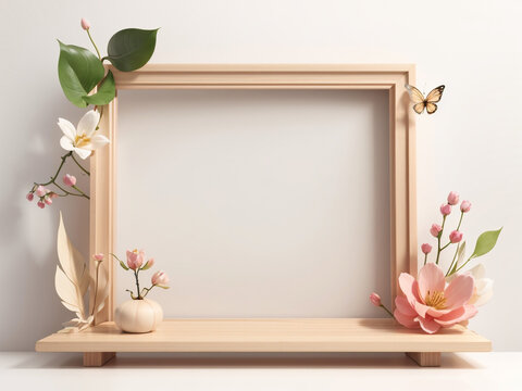 Enchanting Simplicity: Empty Fairy Wooden Frame on White Background


