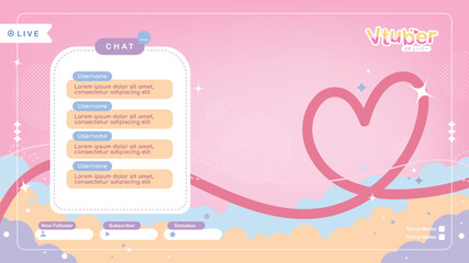 Vtuber anime streamer background template editable. 