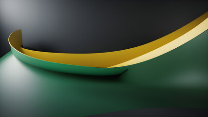 a 3d render curves of green ,yellow and darker ,banner design, poster,  wallpaper