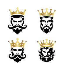 logo of king with crown - black and gold on transparent background