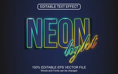 colorfull neon light text effect editable vector