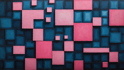 Minimalist Squares: A Pink and Blue Arrangement
