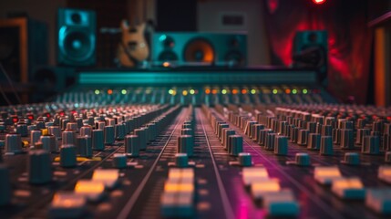 Recording studio with large recording console