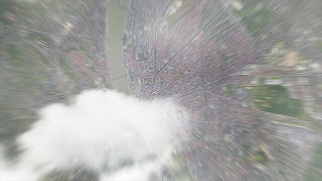 Zoom from space on Budapest - Hungary