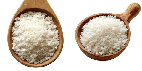 Fototapeta na wymiar White Rice Scoops Set Isolated on Transparent or White Background, PNG