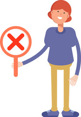 Woman Character Showing Wrong Mark
