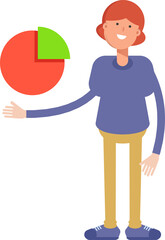 Woman Character Holding Pie Chart
