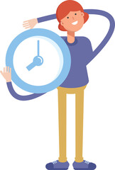 Woman Character Holding Clock
