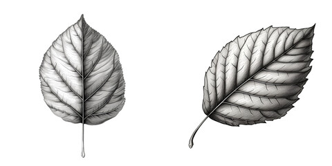 Hand-Drawn Leaf Set Isolated on Transparent or White Background, PNG
