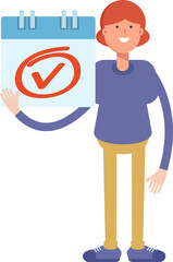 Woman Character and Check Mark Sign
