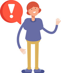 Woman Character and Error Sign
