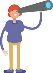 Woman Character Using Binoculars
