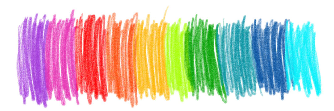 Hand drawn colorful pencil lines and doodles