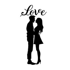 Romantic Couple Black and White Silhouette Vector SVG Laser Cut Icon T- Shirt Design Print Generative Ai