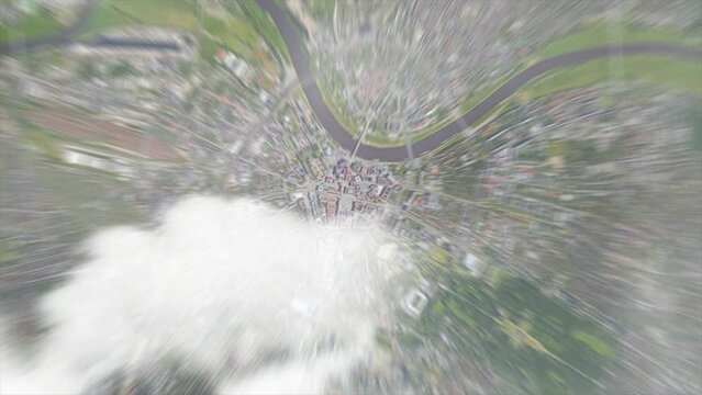 Zoom from space on Dresden - Germany