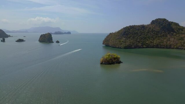 boat Island Langkawi Tanjung Rhu Beach malysia Nice aerial top view flight drone