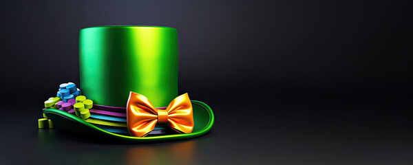 St. Patrick's Day themed stock photo with a green hat and shamrock decorations.