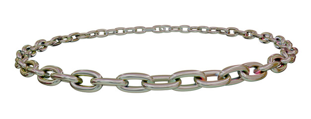 Timeless Perspective: Classic gold chains weave into a dynamic 3D circle, rendered with transparent background for elegant visuals.