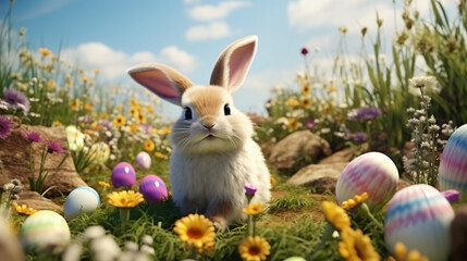 Fototapeta na wymiar A cute little Easter bunny