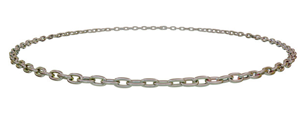 Circular Motion: Intertwined metal chains form a dynamic 3D circle, rendered with transparent background for captivating visuals