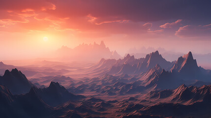 Stunning mountains, panoramic peaks PPT background