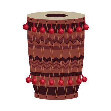 decorative dholak drum precaution vector illustration isolated