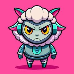 Fototapeta premium sheep-angry---cute---cyber-punk-style---big-eye