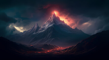 Stunning mountains, panoramic peaks PPT background