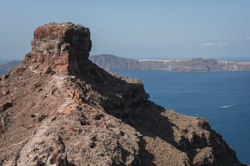 Skaros Rock on the island of Santorini overlooking the sea