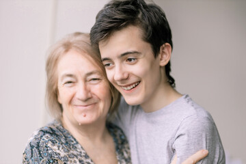 Senior woman with her grandson having fun